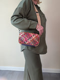 Bolso de piel multicolor con correa, estilo bandolera